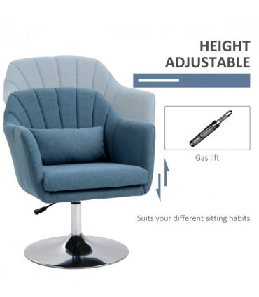 HOMCOM Stylish Retro Linen Swivel Tub Chair Steel Frame Cushion Seat Blue