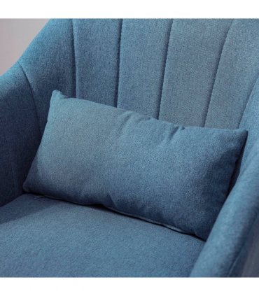 HOMCOM Stylish Retro Linen Swivel Tub Chair Steel Frame Cushion Seat Blue