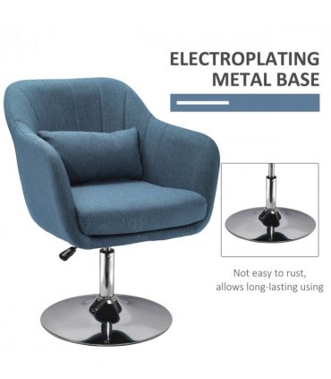 HOMCOM Stylish Retro Linen Swivel Tub Chair Steel Frame Cushion Seat Blue