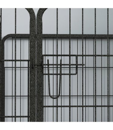 Metal Pet Playpen Dog Kennel w/Door Latches Grey 82L x 82W x 60Hcm