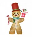 HOMCOM 7.5FT Christmas Inflatables Gingerbread Man with Candy Cane LED Lights
