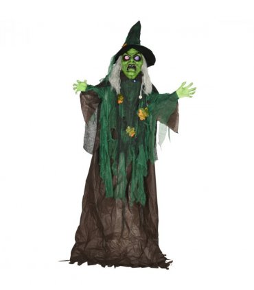 HOMCOM 6ft Outdoor Halloween Witch Prop Decoration with Light Up Eyes and Heart