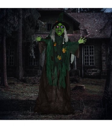 HOMCOM 6ft Outdoor Halloween Witch Prop Decoration with Light Up Eyes and Heart