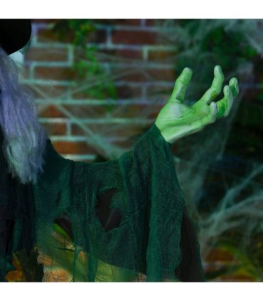 HOMCOM 6ft Outdoor Halloween Witch Prop Decoration with Light Up Eyes and Heart