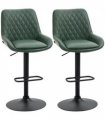 HOMCOM Bar Stools Set of 2, Adjustable Bar Chairs 360° Swivel for Kitchen Green