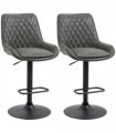 HOMCOM Bar Stools Set of 2, Adjustable Bar Chairs 360° Swivel for Kitchen Grey