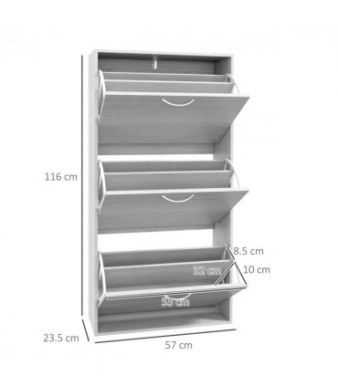 HOMCOM Slim Shoe Storage Cabinet with 3 Flip Drawers for 12 Pair of Shoes