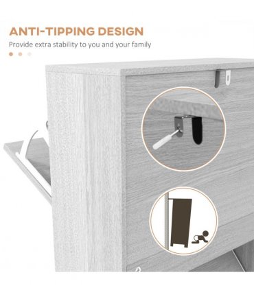 HOMCOM Slim Shoe Storage Cabinet with 3 Flip Drawers for 12 Pair of Shoes