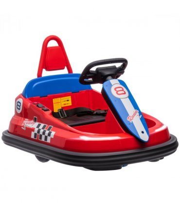 Kids Bumper Car, 360-Degree Rotation Waltzer Car, 2 Speeds, Red, PP and Metal