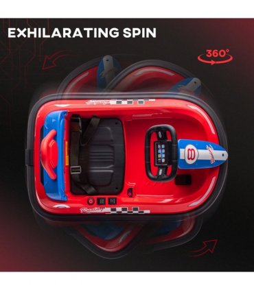 Kids Bumper Car, 360-Degree Rotation Waltzer Car, 2 Speeds, Red, PP and Metal
