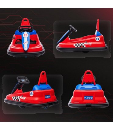 Kids Bumper Car, 360-Degree Rotation Waltzer Car, 2 Speeds, Red, PP and Metal