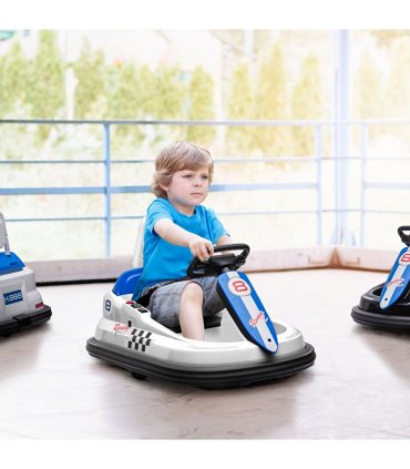 Baby Bumper Car White PP and Metal 360-Degree Rotation Waltzer Car