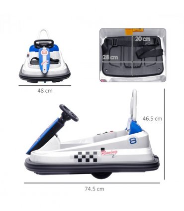 Baby Bumper Car White PP and Metal 360-Degree Rotation Waltzer Car