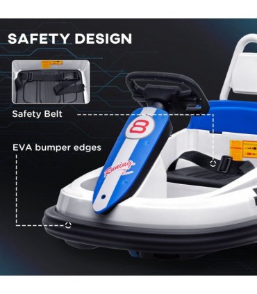 Baby Bumper Car White PP and Metal 360-Degree Rotation Waltzer Car