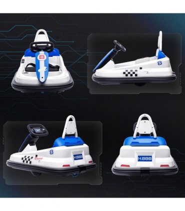 Baby Bumper Car White PP and Metal 360-Degree Rotation Waltzer Car