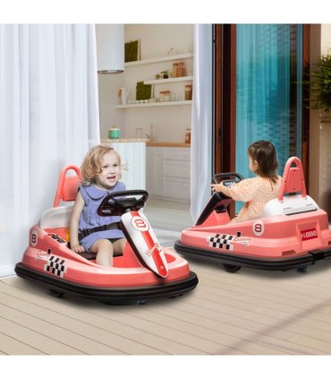 HOMCOM 6V Kids Bumper Car, 360-Degree Rotation Waltzer Car w/ 2 Speeds - Pink