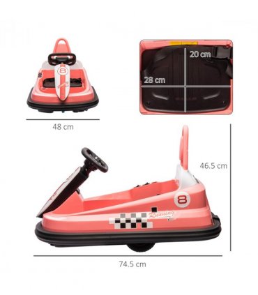 HOMCOM 6V Kids Bumper Car, 360-Degree Rotation Waltzer Car w/ 2 Speeds - Pink