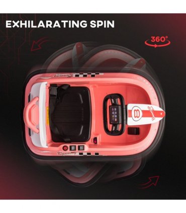 HOMCOM 6V Kids Bumper Car, 360-Degree Rotation Waltzer Car w/ 2 Speeds - Pink