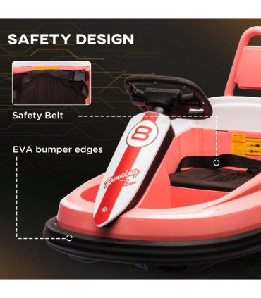 HOMCOM 6V Kids Bumper Car, 360-Degree Rotation Waltzer Car w/ 2 Speeds - Pink