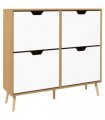 HOMCOM Shoe Storage Cabinet with 4 Flip Drawers for 16 Pairs of Shoes, Natural