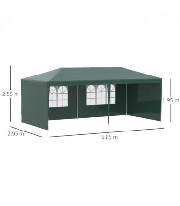 Gazebo - Green 5.83L x 2.95W x 2.55H cm Steel, plastic UV-resistant PE canopy
