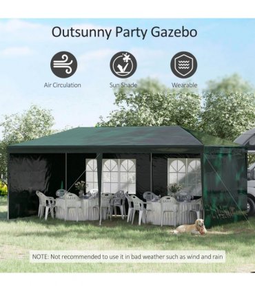 Gazebo - Green 5.83L x 2.95W x 2.55H cm Steel, plastic UV-resistant PE canopy