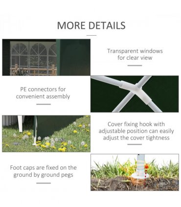 Gazebo - Green 5.83L x 2.95W x 2.55H cm Steel, plastic UV-resistant PE canopy