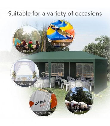 Gazebo - Green 5.83L x 2.95W x 2.55H cm Steel, plastic UV-resistant PE canopy