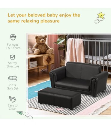 Kids Childrens Sofa Set 2 Seater Seat Furniture Armchair Boys Girls Footstool