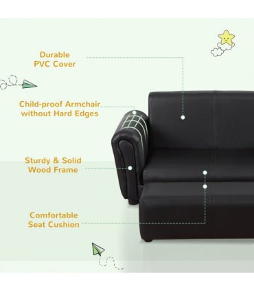 Kids Childrens Sofa Set 2 Seater Seat Furniture Armchair Boys Girls Footstool