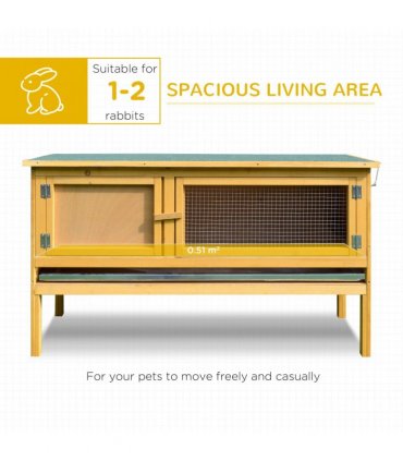 Wooden Rabbit Hutch Bunny Cage Outdoor Small Animal House Yellow Fir Wood
