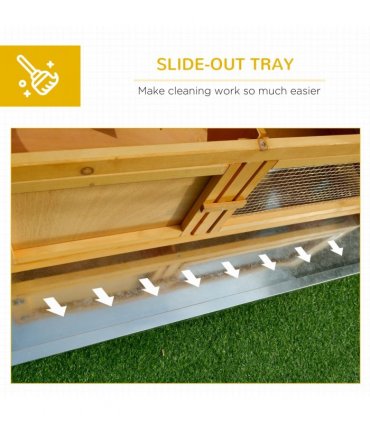 Wooden Rabbit Hutch Bunny Cage Outdoor Small Animal House Yellow Fir Wood