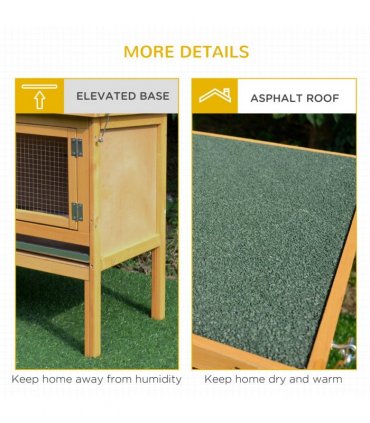 Wooden Rabbit Hutch Bunny Cage Outdoor Small Animal House Yellow Fir Wood