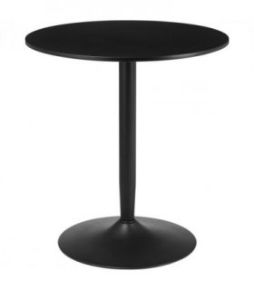 Dining Table Round Black MDF 70L x 70W x 75H cm Steel Base Non-slip Pad