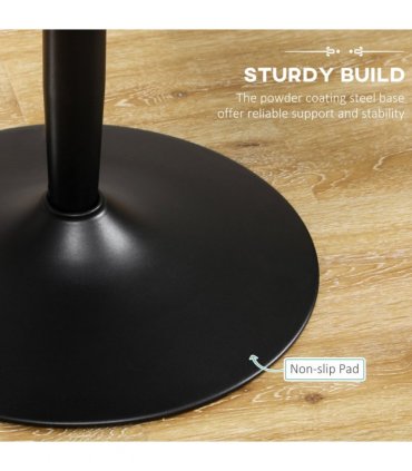 Dining Table Round Black MDF 70L x 70W x 75H cm Steel Base Non-slip Pad