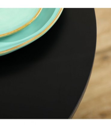 Dining Table Round Black MDF 70L x 70W x 75H cm Steel Base Non-slip Pad