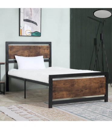 HOMCOM Single Size Metal Bed Frame w/ Headboard & Footboard, 97x195x103cm