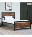HOMCOM Single Size Metal Bed Frame w/ Headboard & Footboard, 97x195x103cm