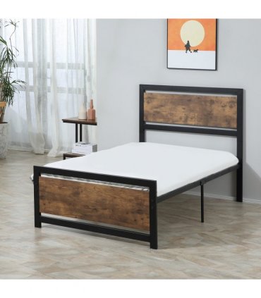HOMCOM Single Size Metal Bed Frame w/ Headboard & Footboard, 97x195x103cm