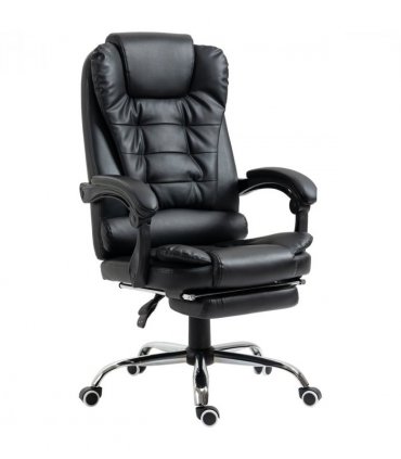 PU Leather Home Office Chair High Back Computer Chair with Swivel Wheels Black