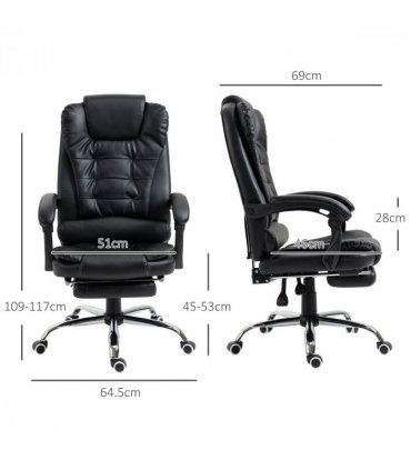 PU Leather Home Office Chair High Back Computer Chair with Swivel Wheels Black