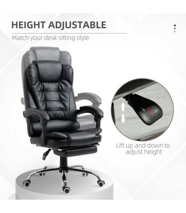 PU Leather Home Office Chair High Back Computer Chair with Swivel Wheels Black