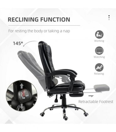 PU Leather Home Office Chair High Back Computer Chair with Swivel Wheels Black