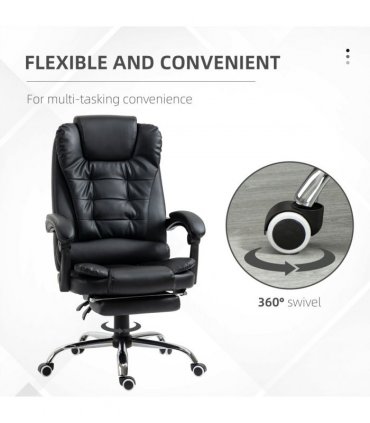 PU Leather Home Office Chair High Back Computer Chair with Swivel Wheels Black