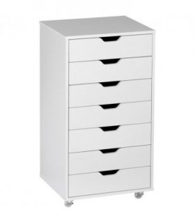 Filing Cabinet White 7-drawer File Cabinet with Wheels 47.5L x 39.5W x 90H cm