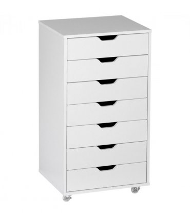 Filing Cabinet White 7-drawer File Cabinet with Wheels 47.5L x 39.5W x 90H cm