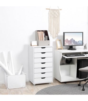 Filing Cabinet White 7-drawer File Cabinet with Wheels 47.5L x 39.5W x 90H cm
