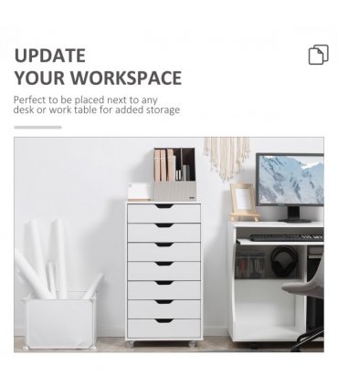 Filing Cabinet White 7-drawer File Cabinet with Wheels 47.5L x 39.5W x 90H cm