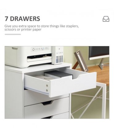 Filing Cabinet White 7-drawer File Cabinet with Wheels 47.5L x 39.5W x 90H cm