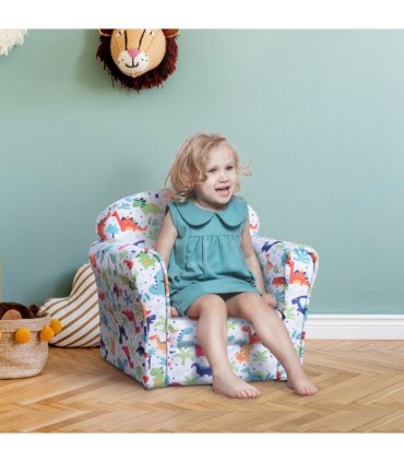 Children's Armchair Kids Sofa Tub Chair Seat Cartoon Flannel Wooden Non-slip
